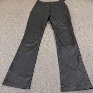 Wilsons Leather Pants Sz 6 Maxima Black Suede Leather Flare Bell Bottom